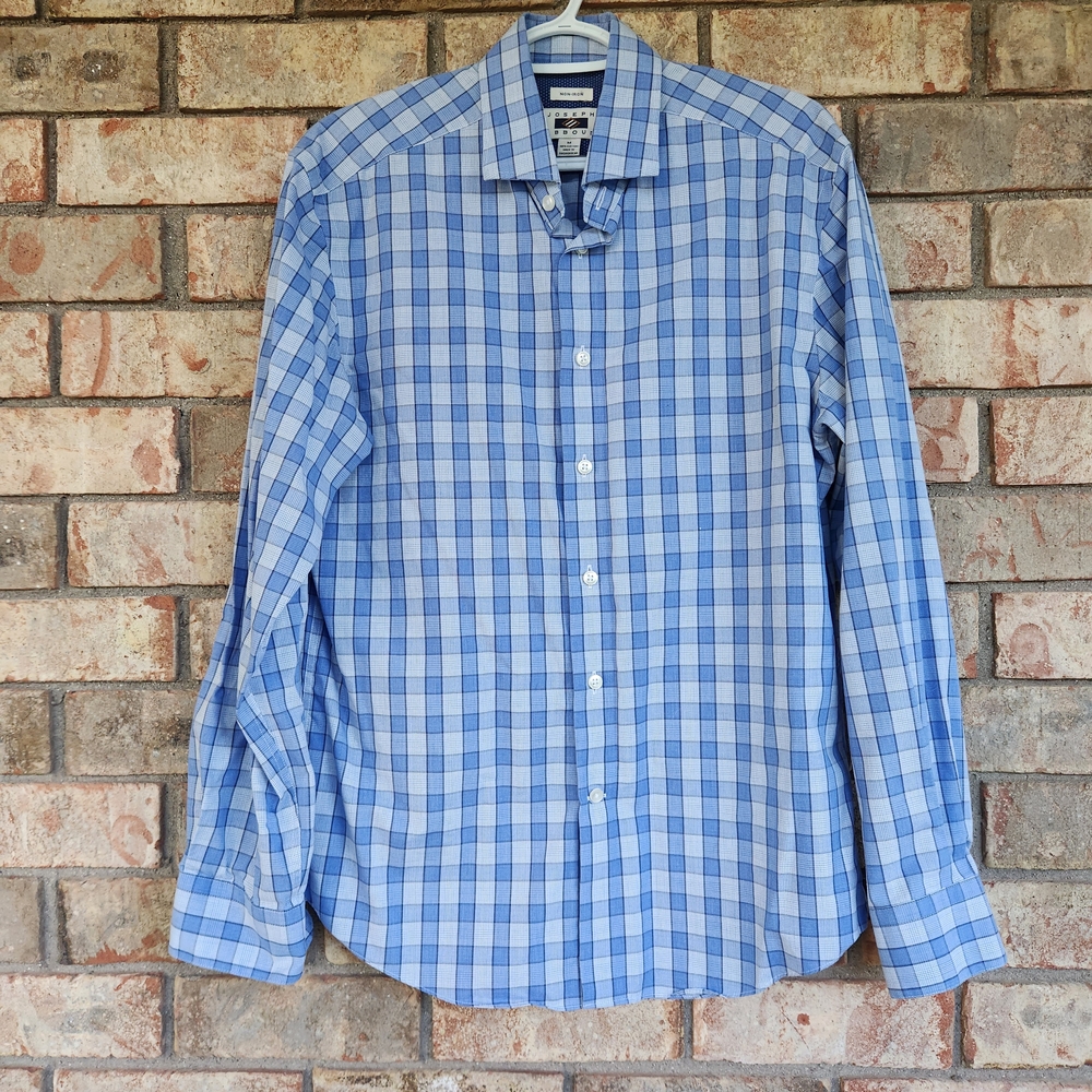 Joseph Abboud Blue and White Checkered Men's Shirt